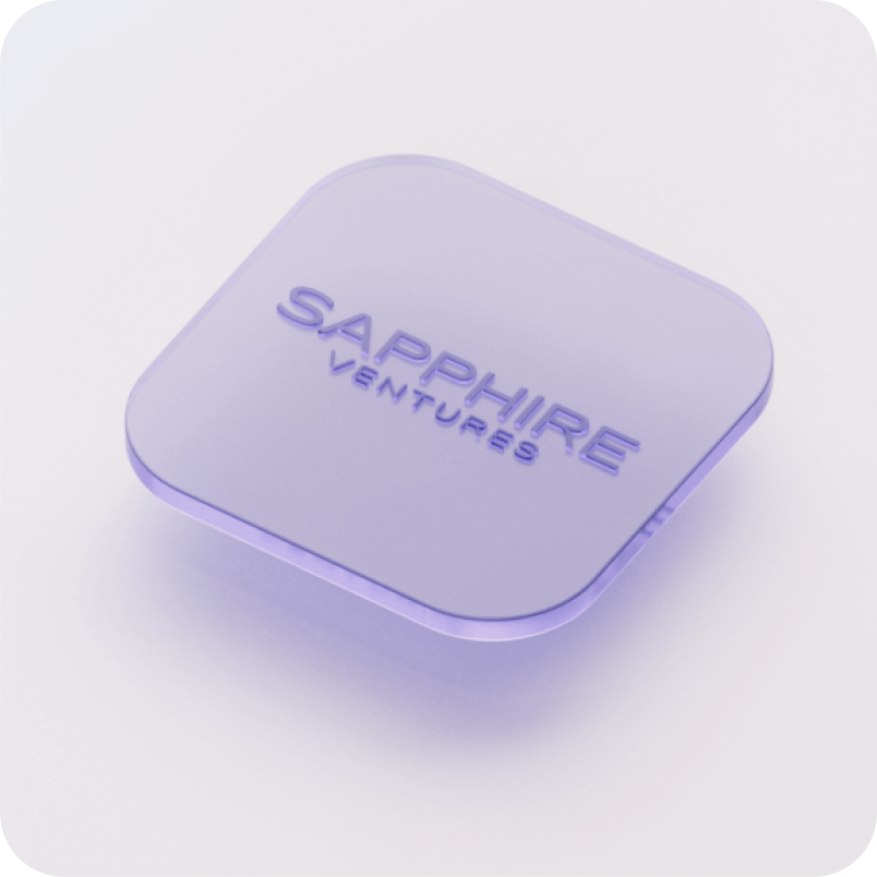 Sapphire Ventures logo embedded in glass render
